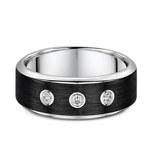 Men's 3 Stone Bezel Diamond Wedding Band