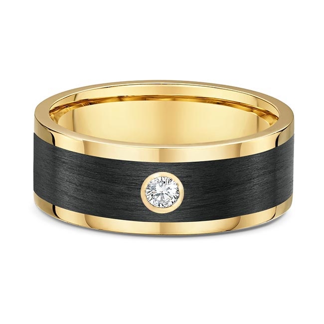 Men's Yellow Gold Bezel Diamond Wedding Band