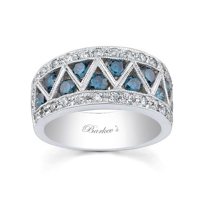 Blue And White Diamond Wedding Band