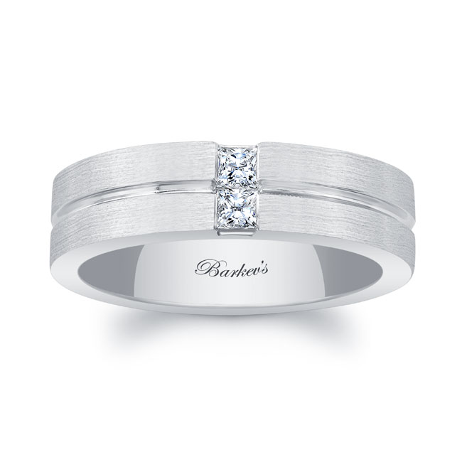 Mens Channel Princess Cut Diamond Wedding Band