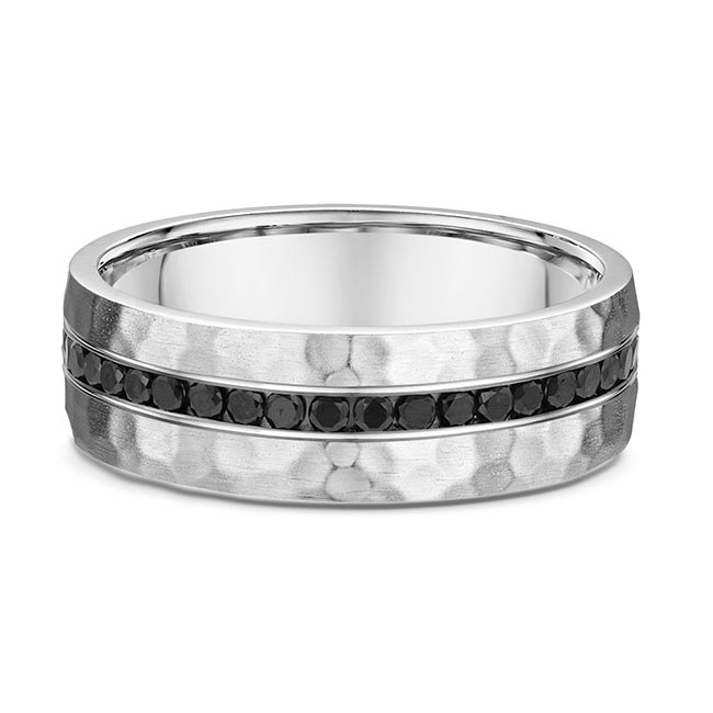 Hammered Black Diamond Wedding Band