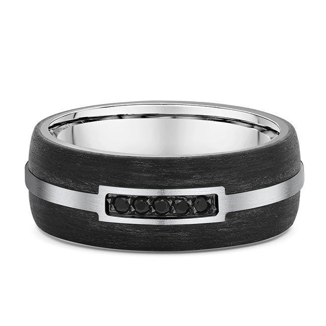 Men's Black Diamond Trim Wedding Band