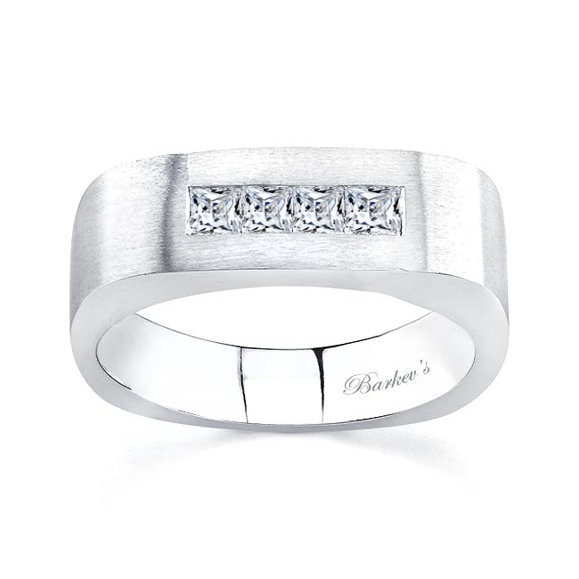 Mens 4 Stone Princess Cut Diamond Wedding Band