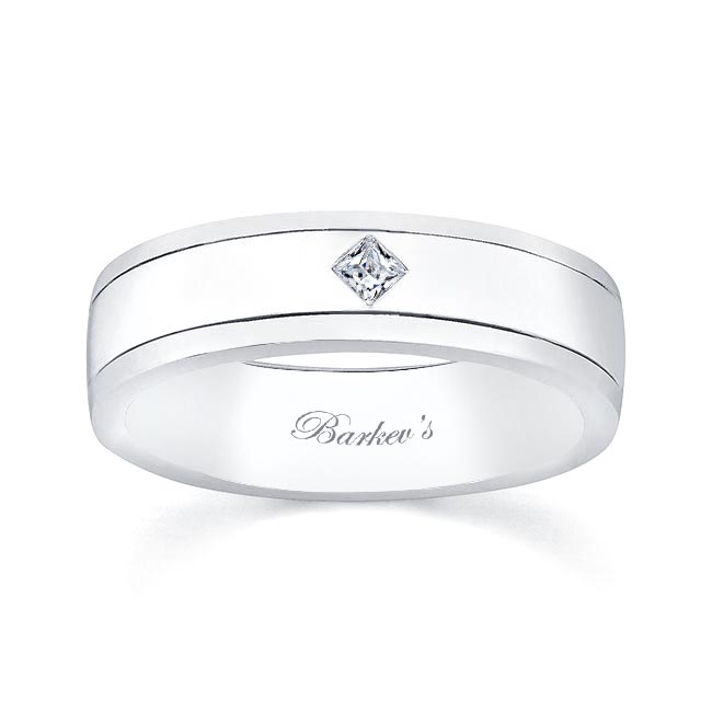 Mens Princess Cut Diamond Wedding Band