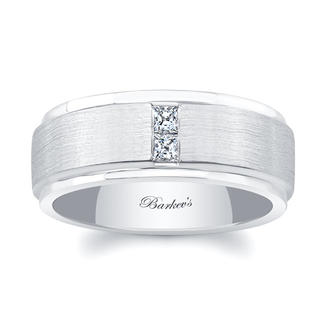 Mens Diamond Stepped Brushed Band