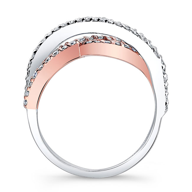 White Rose Gold Split Shank Wedding Band Image 2