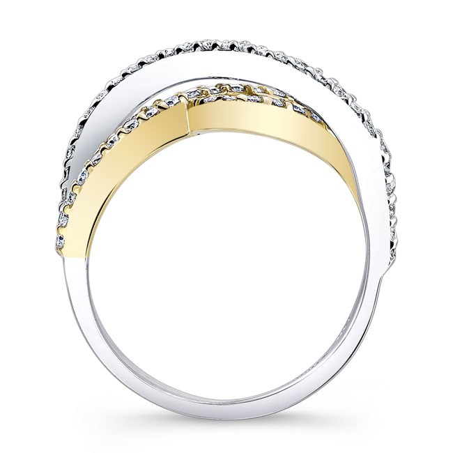 White Yellow Gold Split Shank Wedding Band Image 2