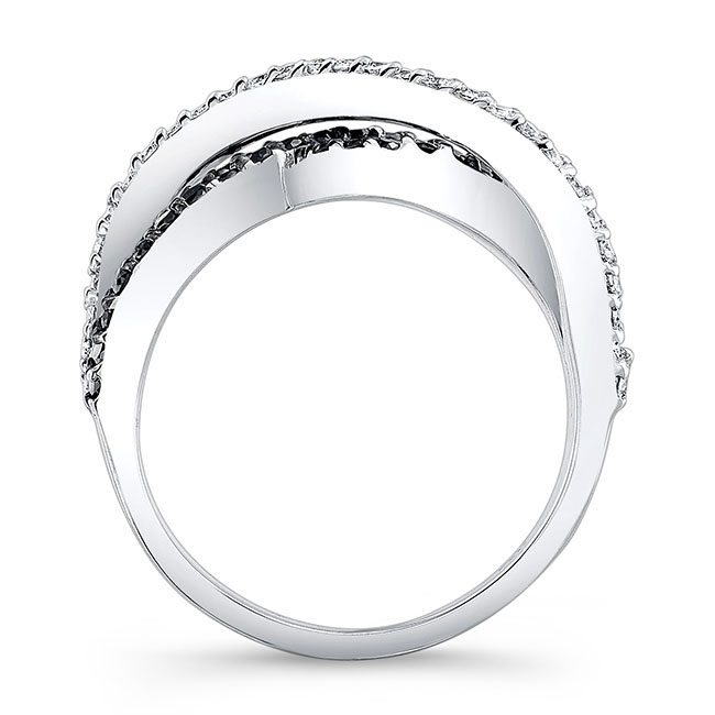 Platinum Split Shank Black And White Diamond Wedding Band Image 2