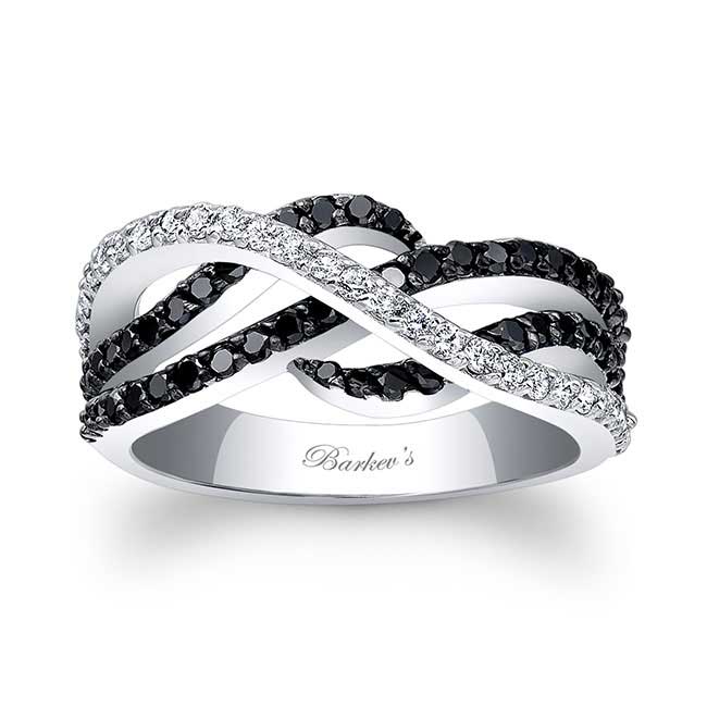 Split Shank Black And White Diamond Wedding Band