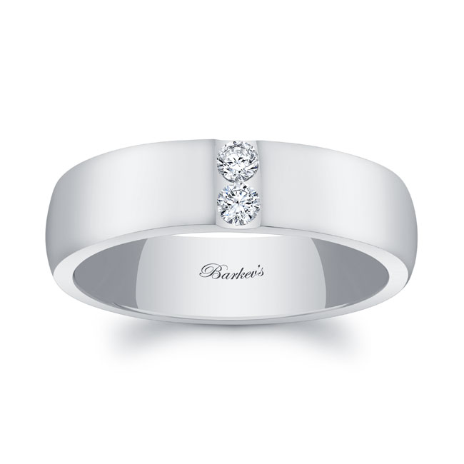 Platinum Mens 6mm 2 Diamond Band