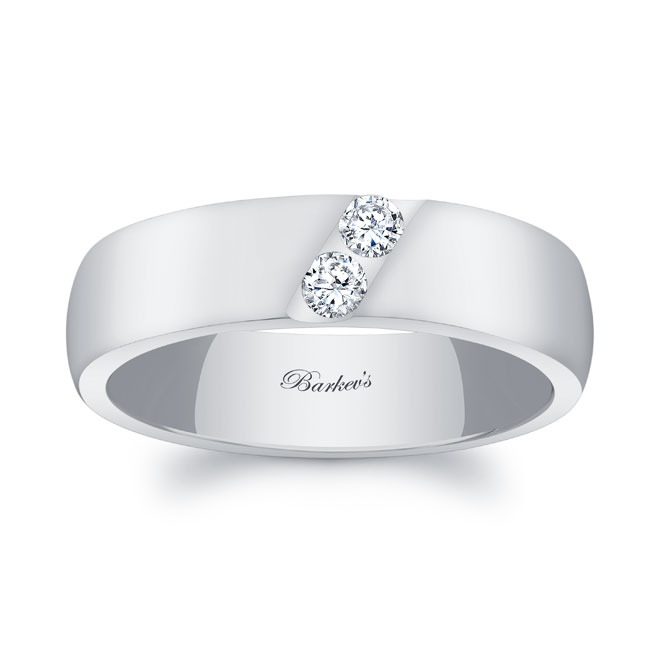 Platinum Mens 6mm Diagonal 2 Diamond Band