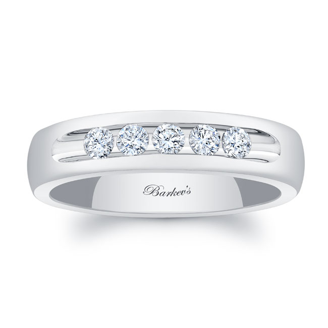 Platinum Mens 5mm Channel Set Diamond Band