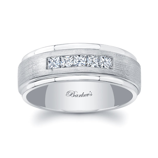 Mens Stepped Princess Cut Wedding Band