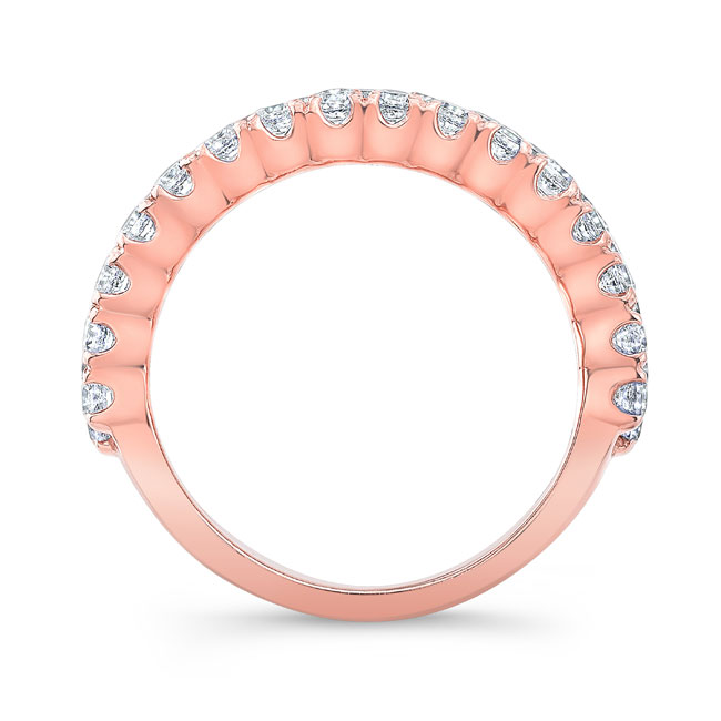 Rose Gold Wide Three Row Diamond Wedding Band Image 2