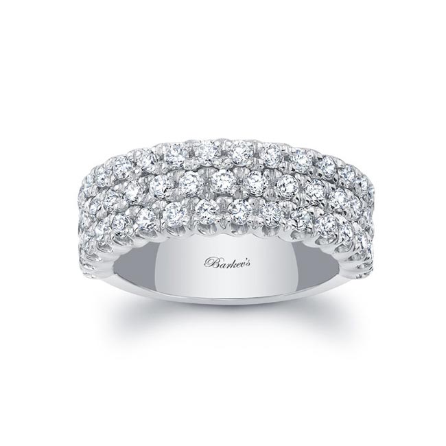 Wide Three Row Diamond Wedding Band