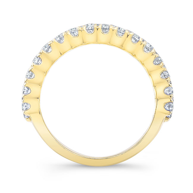 Yellow Gold Wide Three Row Diamond Wedding Band Image 2