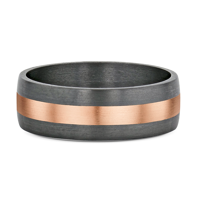 Men's Thick Rose Gold Trim Wedding Band