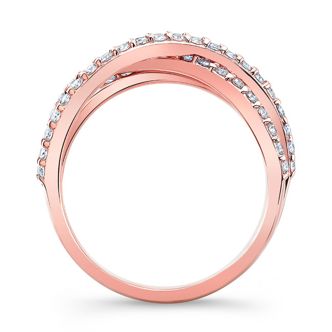 Rose Gold Criss Cross Diamond Wedding Band Image 2