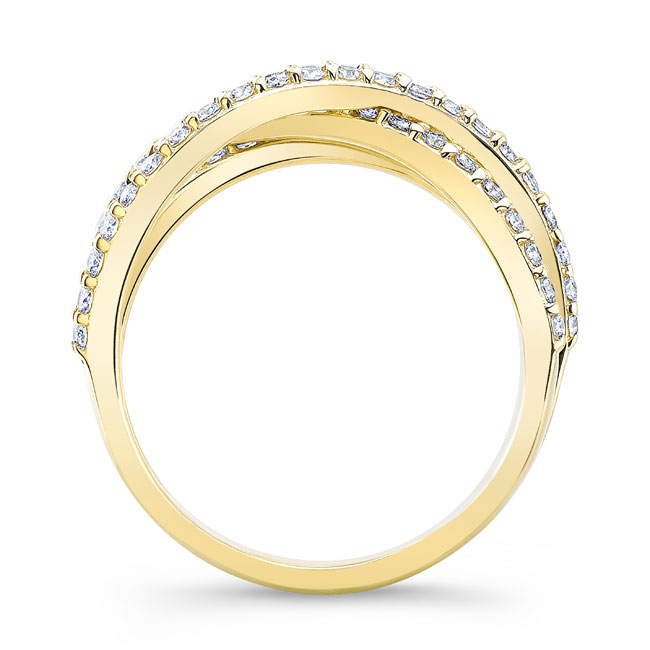 Yellow Gold Criss Cross Diamond Wedding Band Image 2