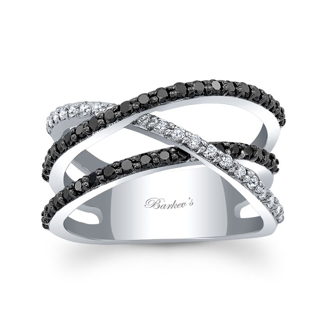 Criss Cross Black Diamond Wedding Band