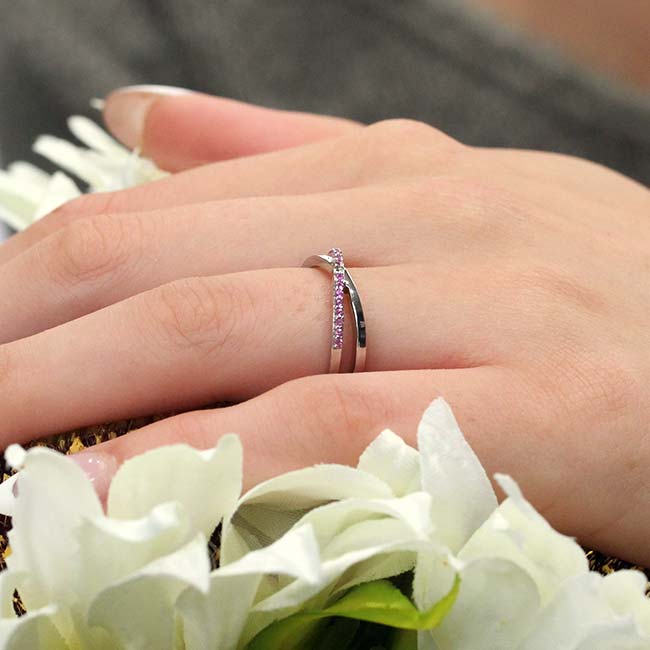 Overlap Pink Sapphire Promise Ring Image 4