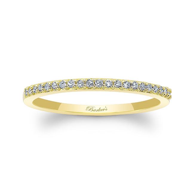 Yellow Gold Thin Stackable Diamond Band