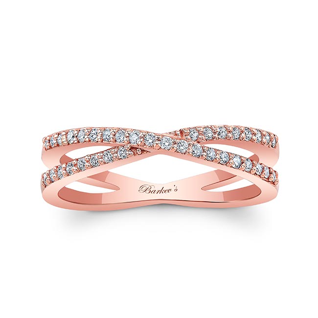 Rose Gold Criss Cross Diamond Promise Ring