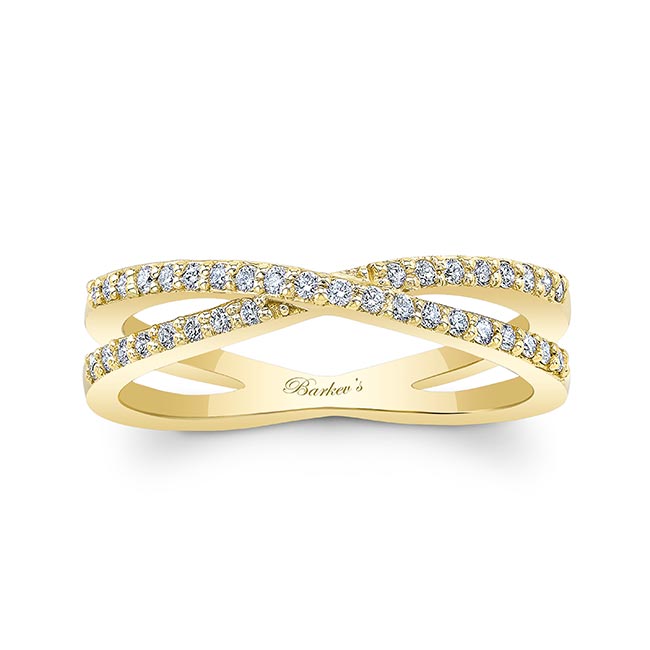 Yellow Gold Criss Cross Diamond Promise Ring