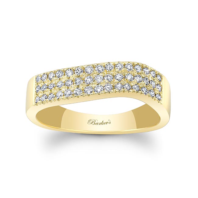 Yellow Gold Curved Diamond Wedding Band