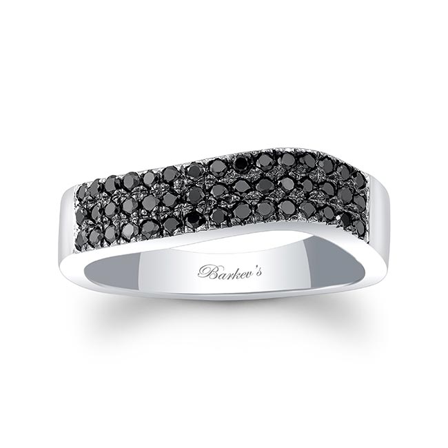 Curved Black Diamond Wedding Band