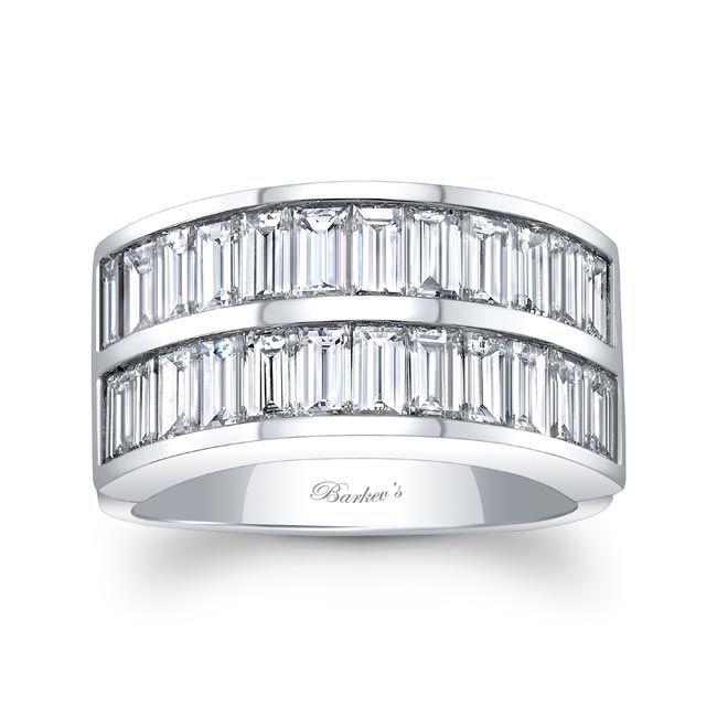 2 Row Baguette Diamond Wedding Band