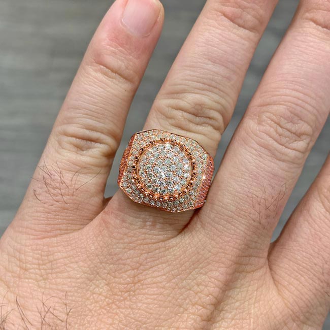 Rose Gold Mens Diamond Ring Image 3