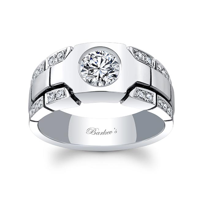 Mens Inlay Diamond Wedding Band