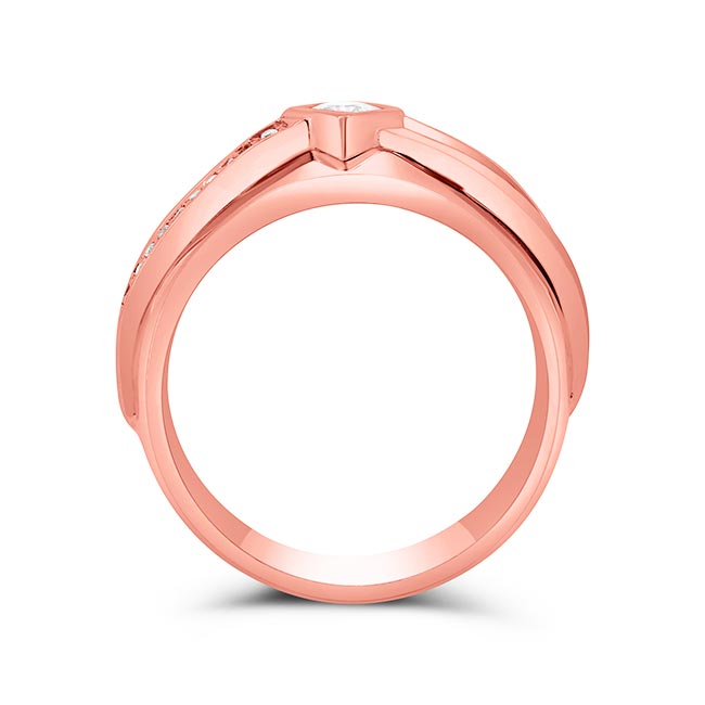 Rose Gold Mens Unique Diamond Band Image 2