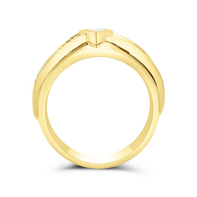 Yellow Gold Mens Unique Diamond Band Image 2